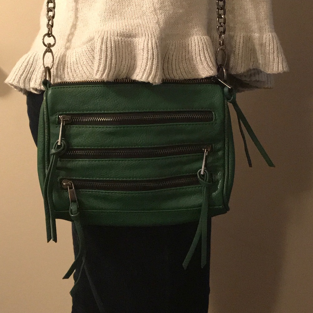 Green Tri-Zip Crossbody Purse